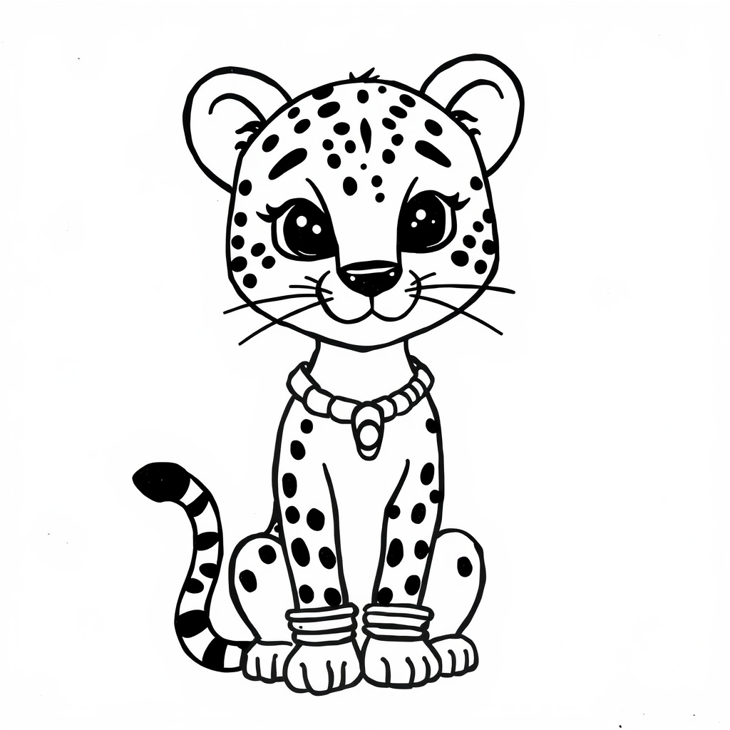 Cheetah adorned with bracelets