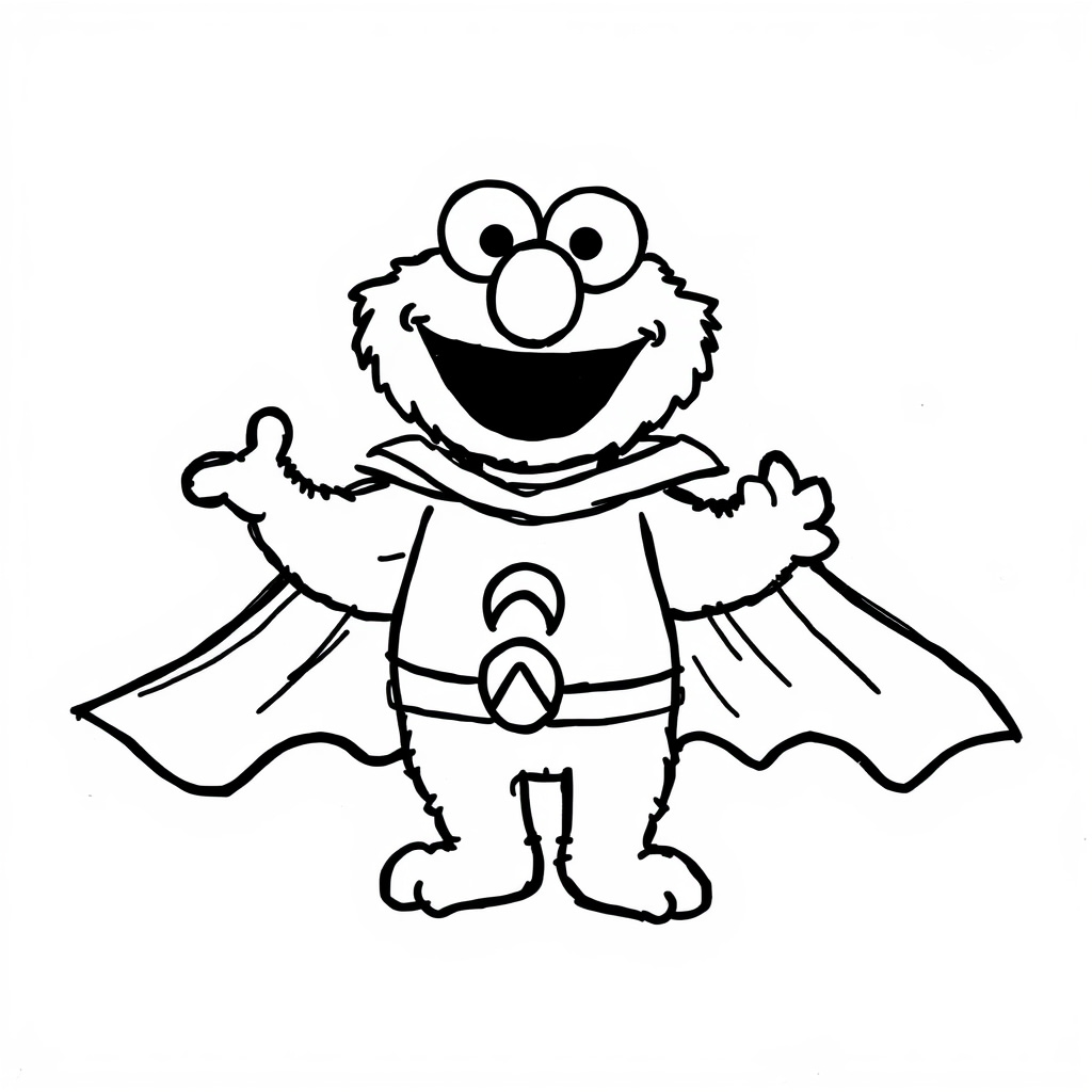 Elmo in a superhero cape