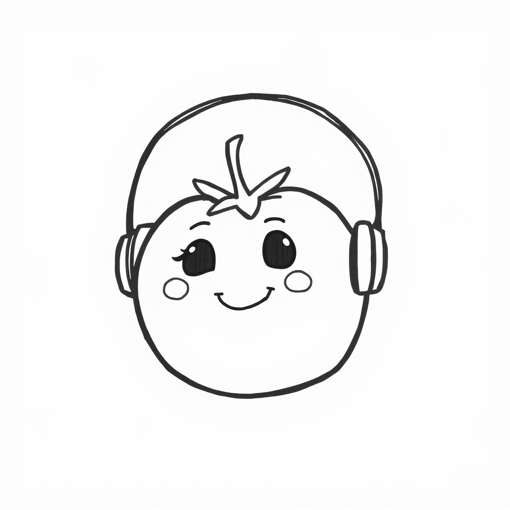 Tomato with headphones