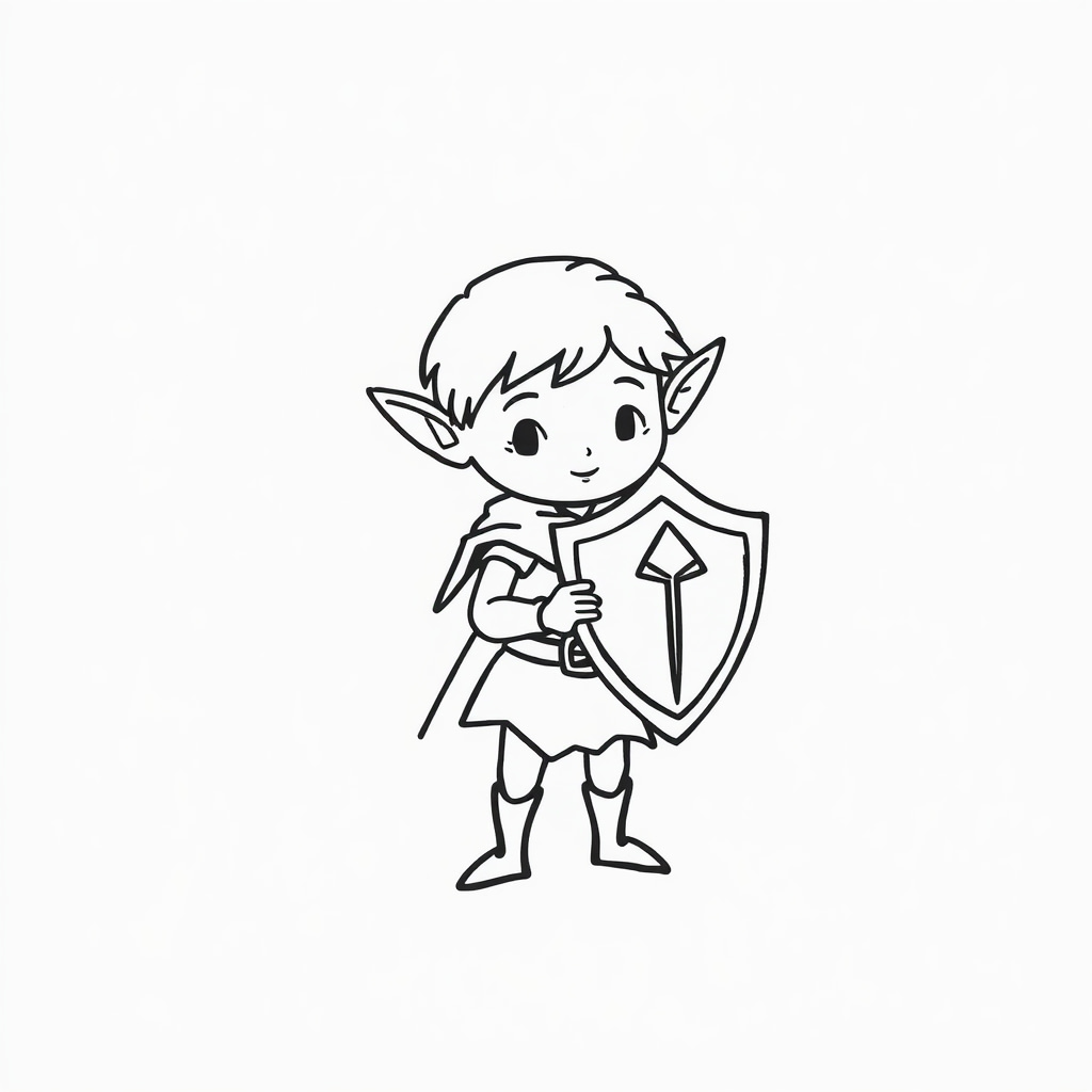 Elf holding a tiny shield