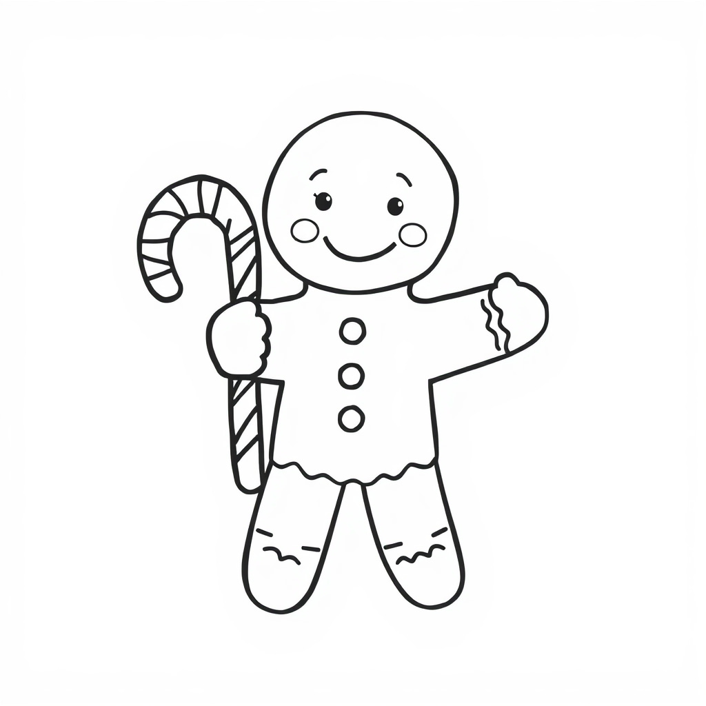 Gingerbread Man holding a candy cane