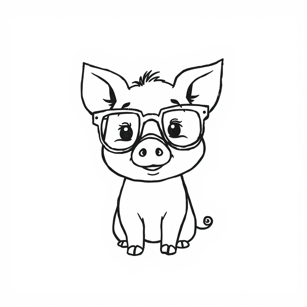 Piglet in oversized glasses