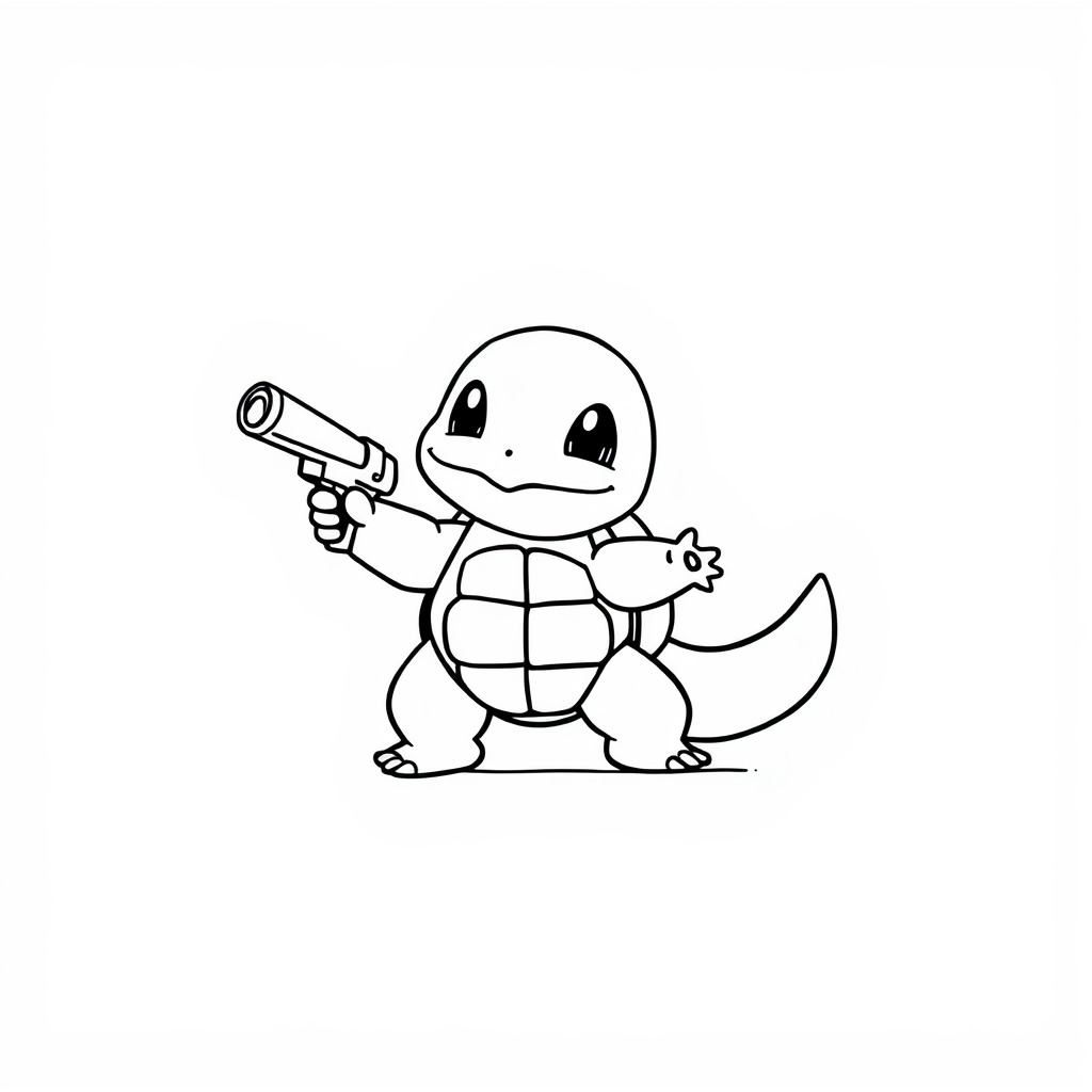 Squirtle performing water gun stance