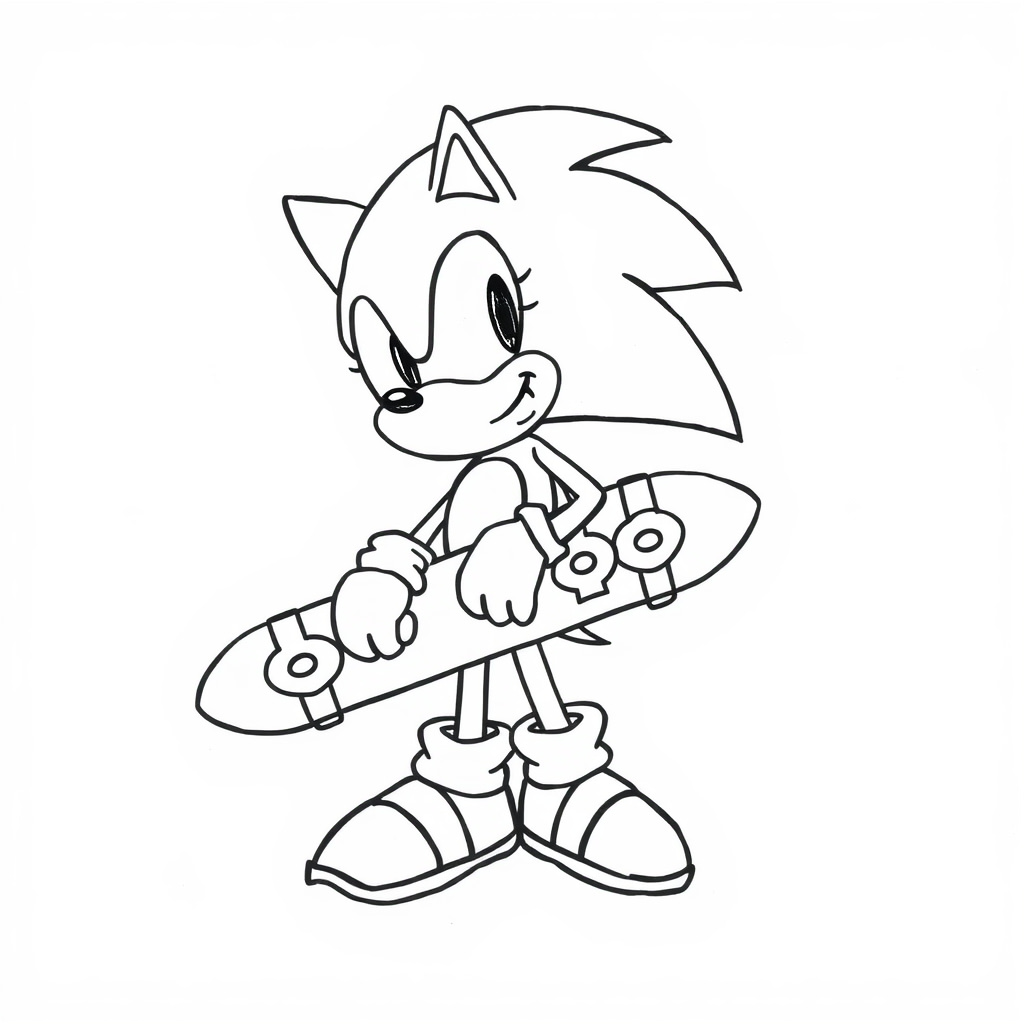 Sonic holding a skateboard under his arm