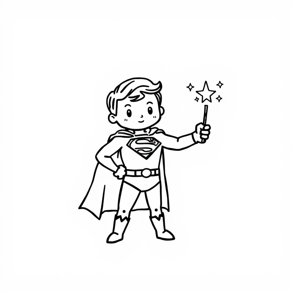 Superman holding a magic wand