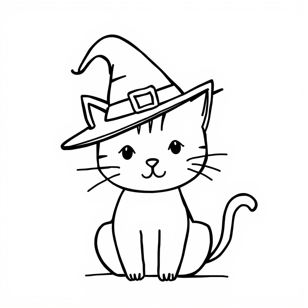 Cat with a witch hat