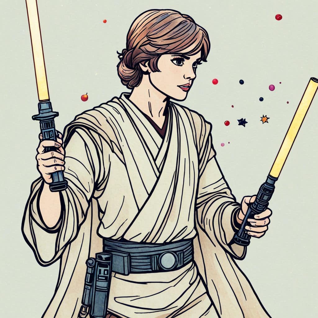 Colored Luke Skywalker - lifting lightsaber