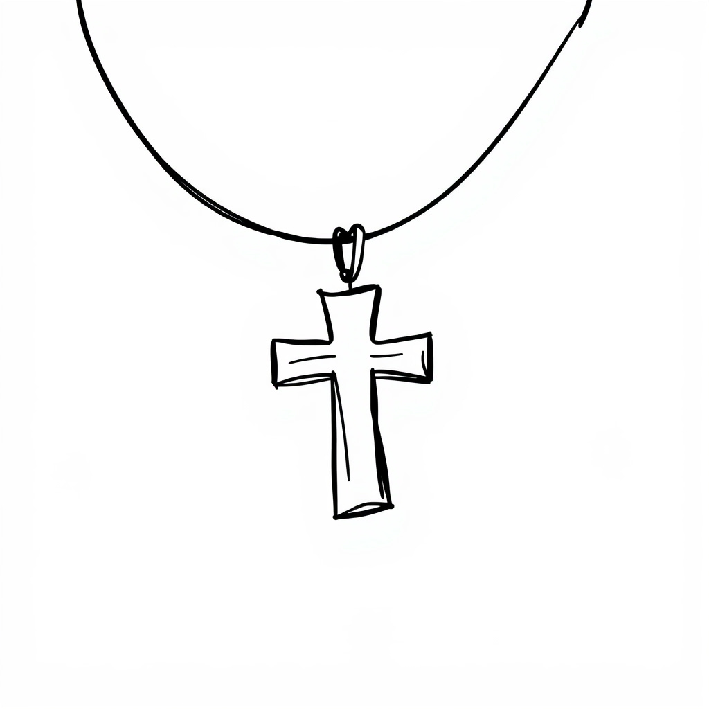 Cross pendant on a necklace