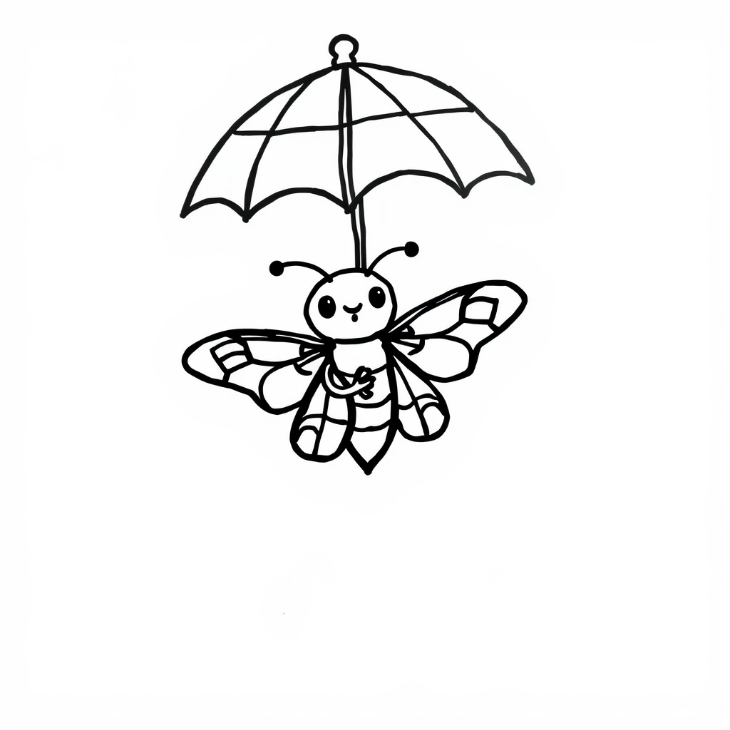 Moth holding a checkered umbrella