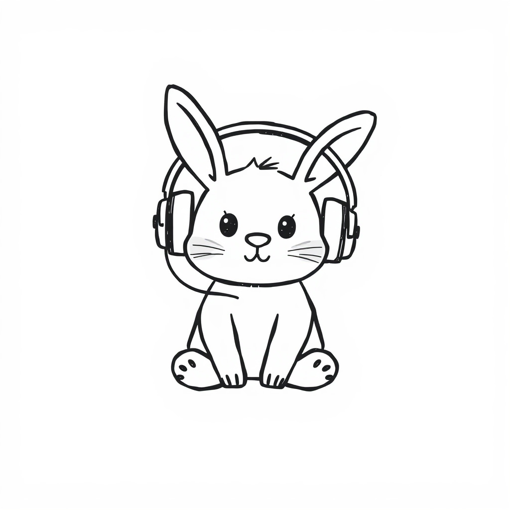 Bunny wearing headphones