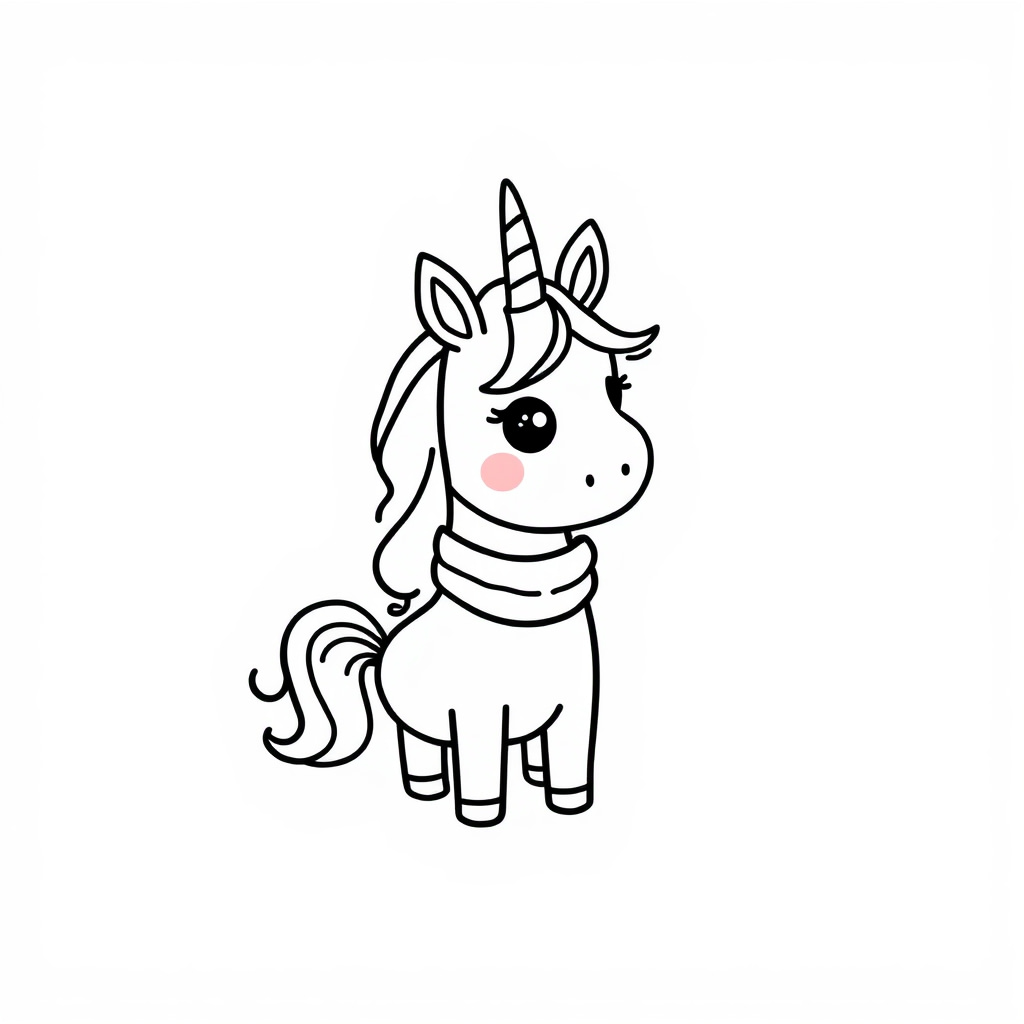 Unicorn with a rainbow scarf