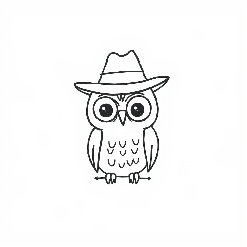 Stylish fedora on a curious owl