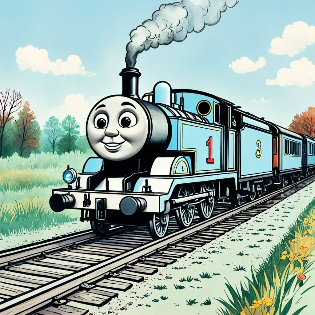 Colored Gordon - the big blue engine from Thomas & Friends fixing a track