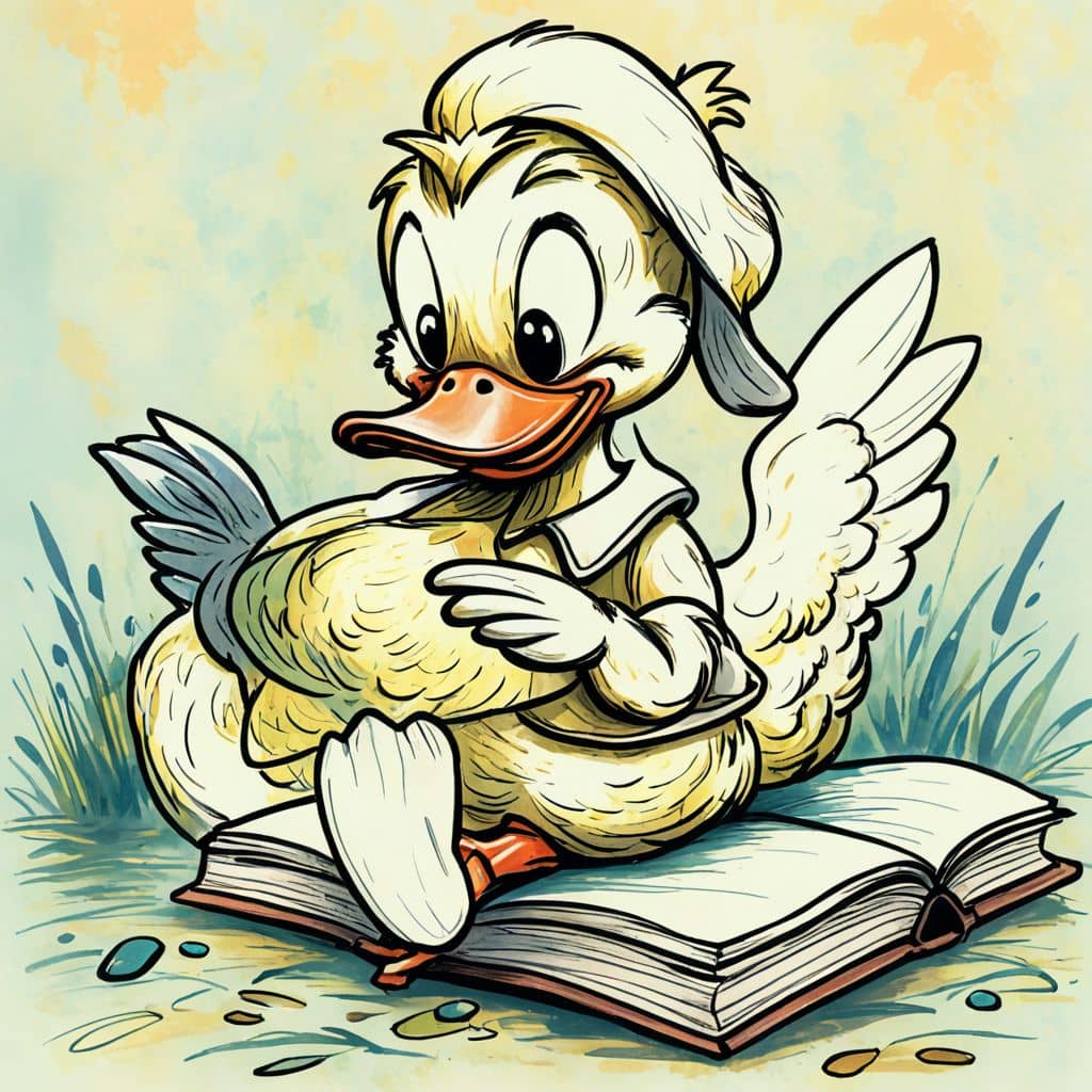 Colored Duck reading a book