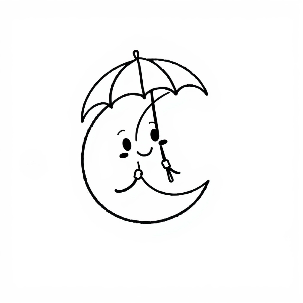 Moon holding an umbrella