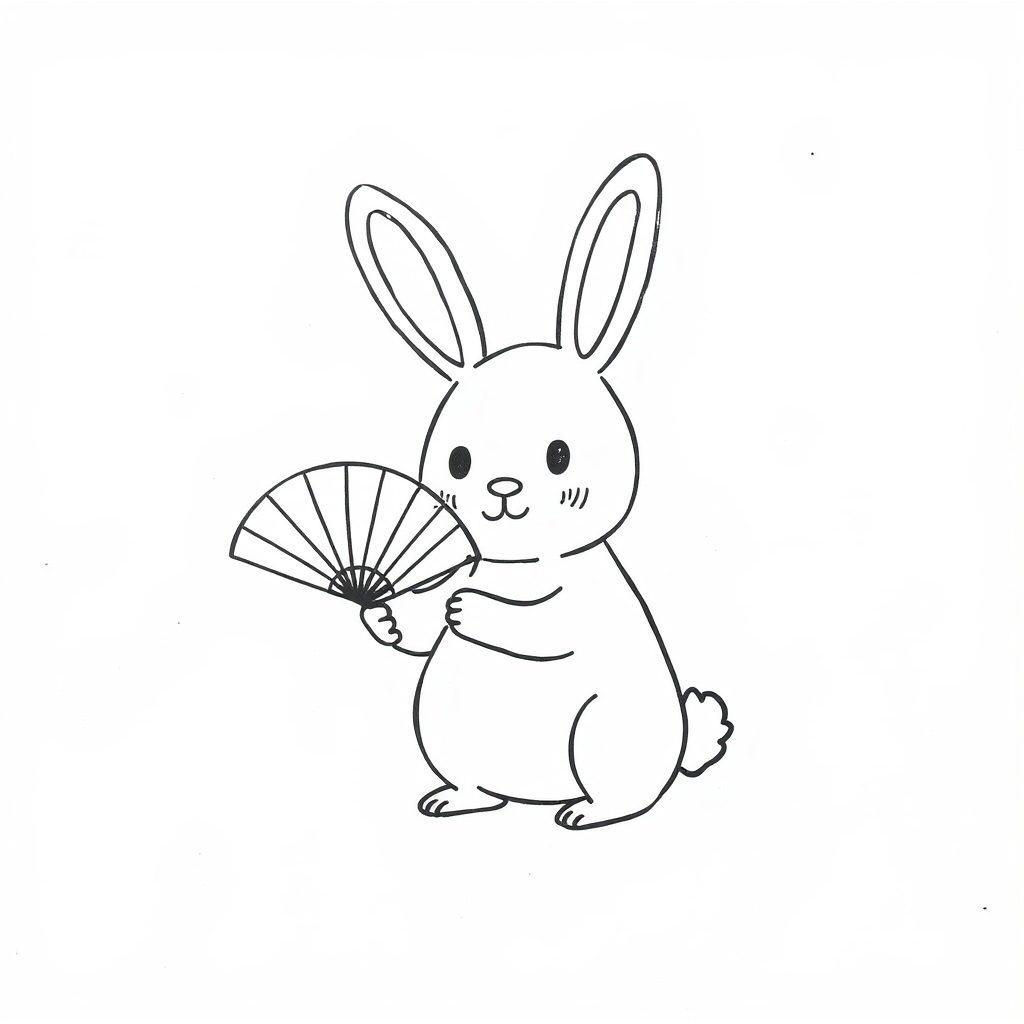 Bunny holding a tiny fan