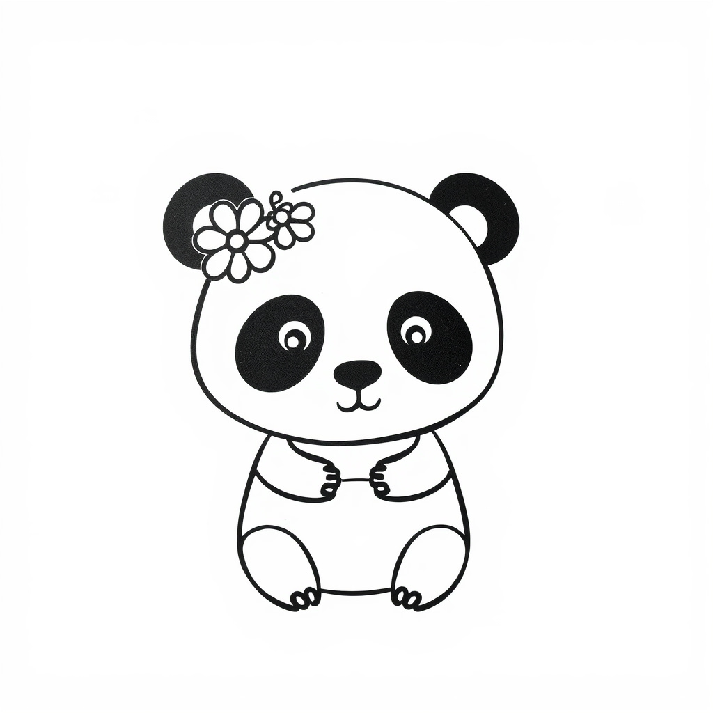 Panda with a flower crown