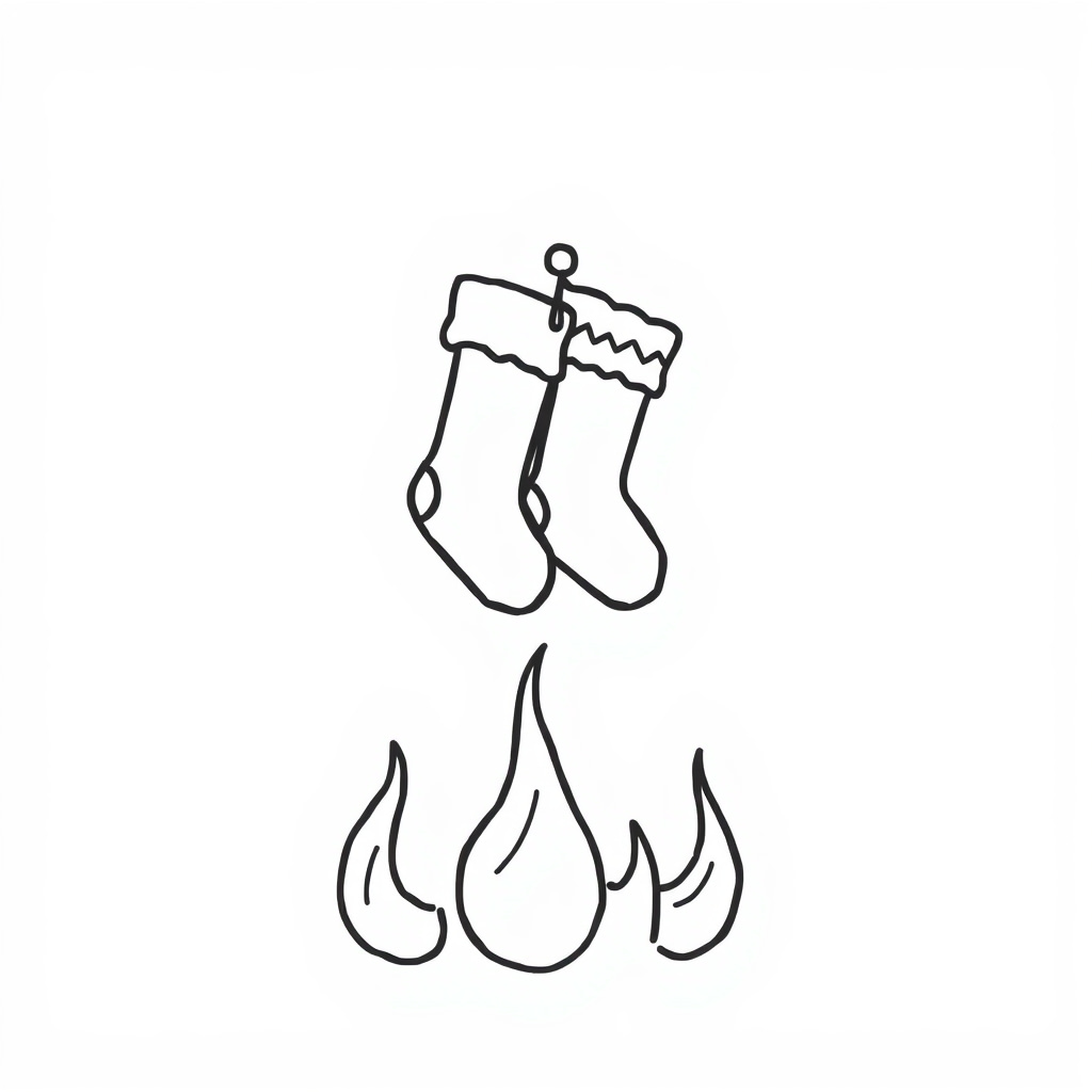 Christmas stockings above flames