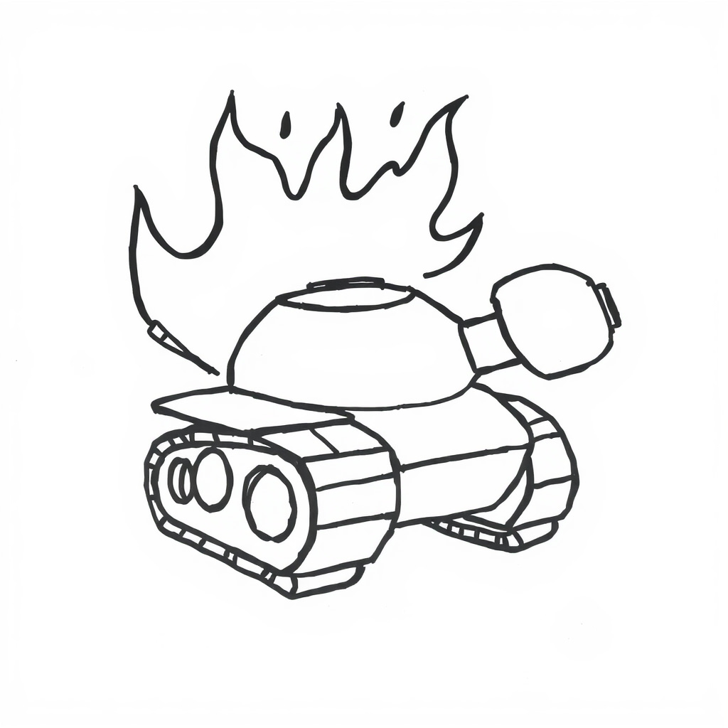 Tank in flames