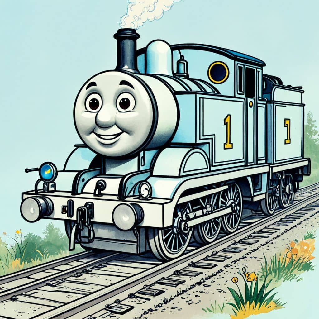 Colored Henry - the green engine from Thomas & Friends carrying a toolbox
