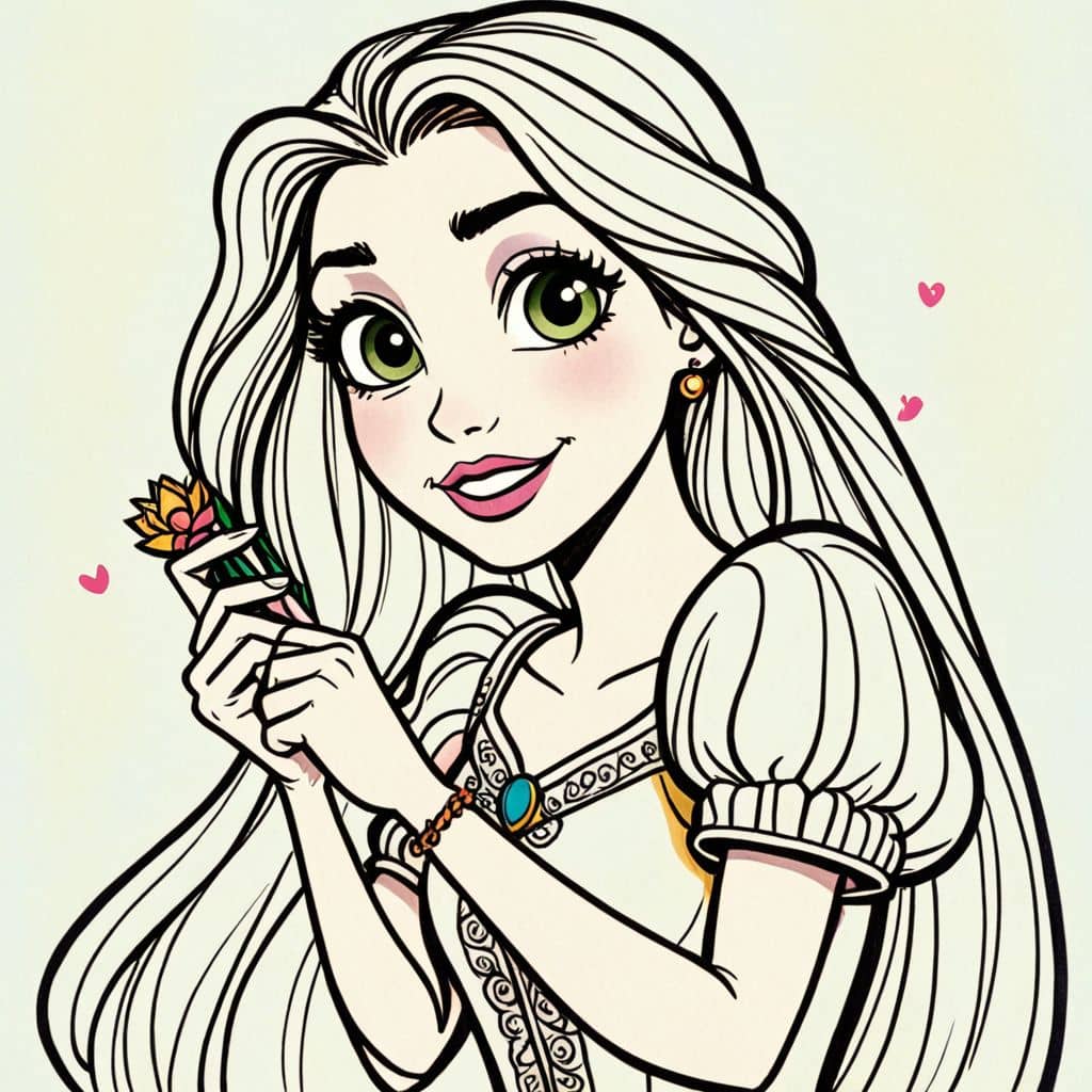 Colored Rapunzel - brushing hair