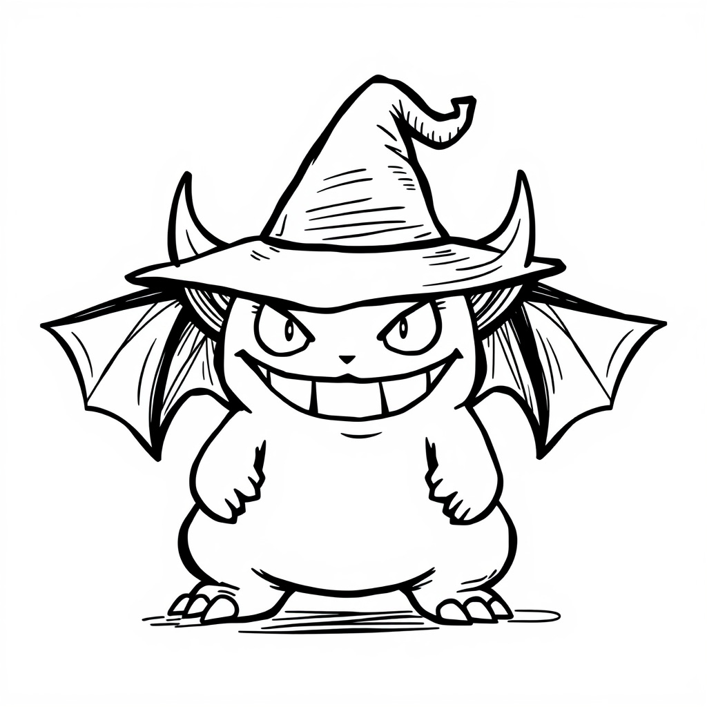 Gengar sporting a wizard hat.