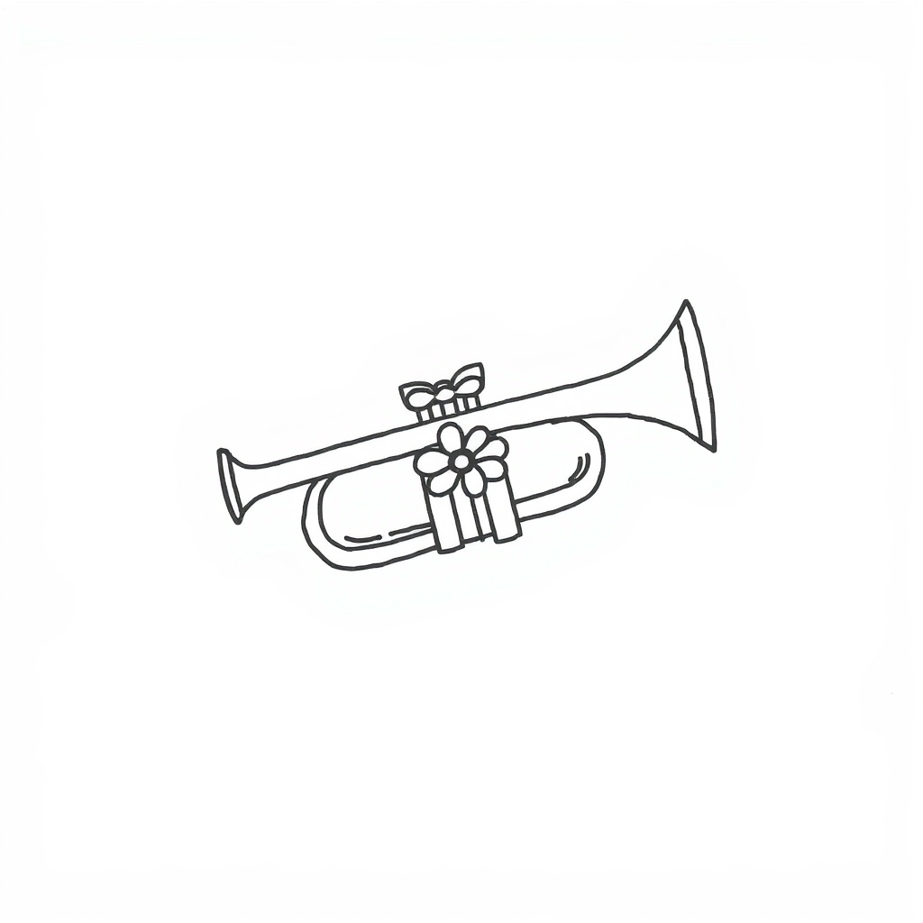 Trumpet with flower boutonniere.