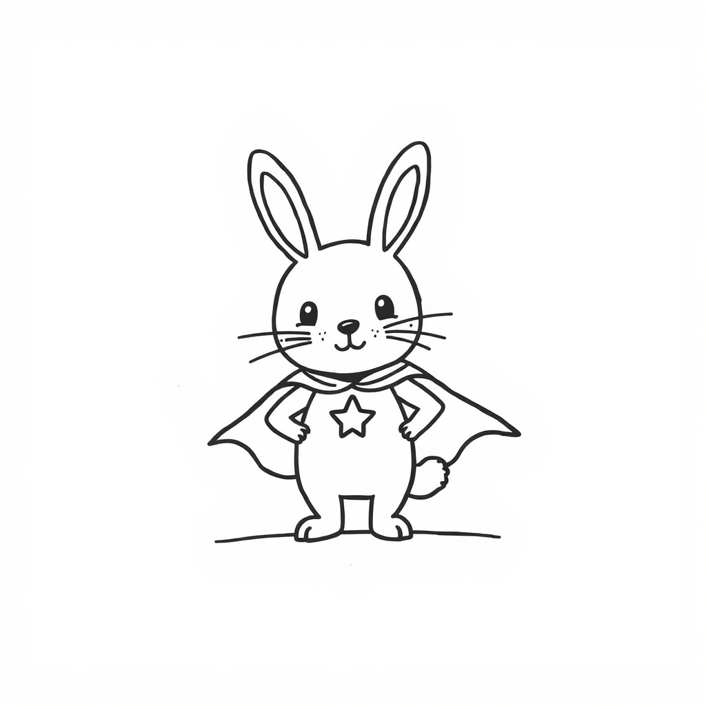 Bunny in a superhero cape.