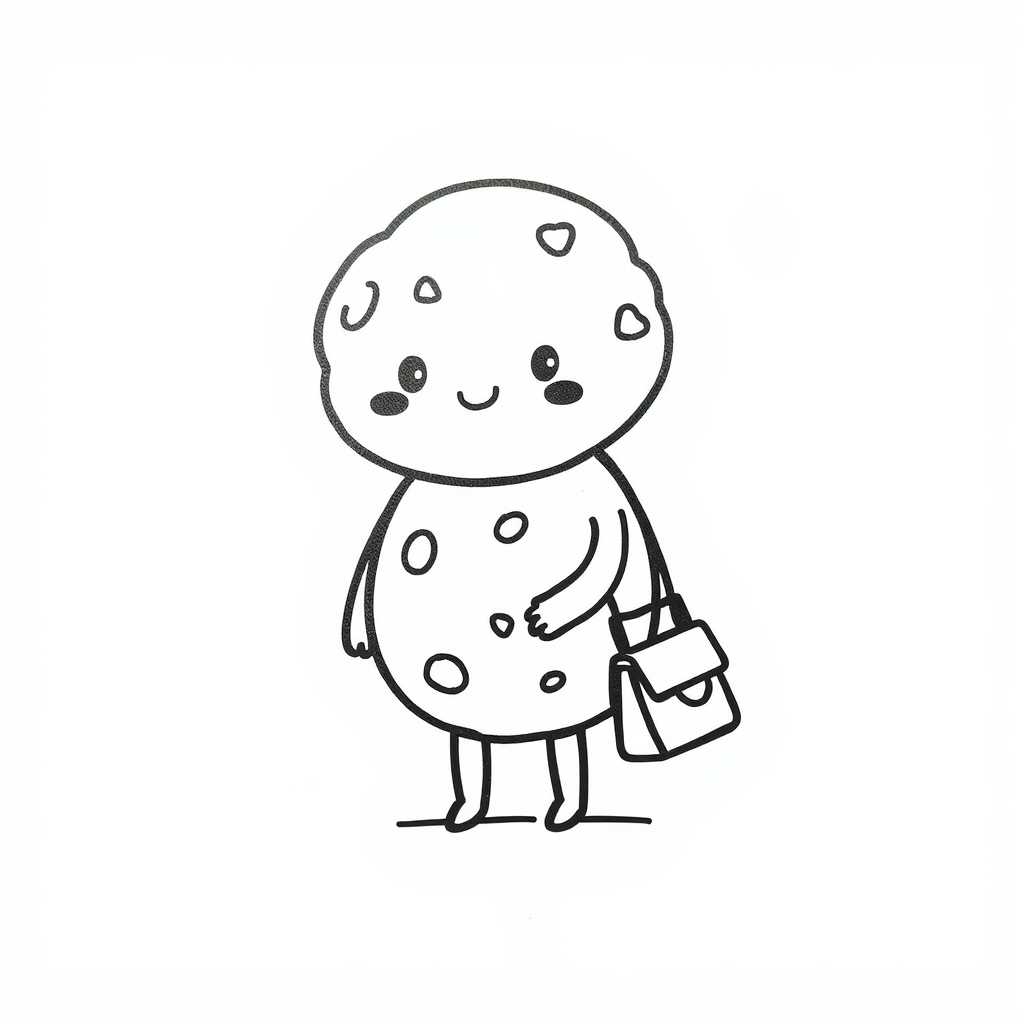 Cookie carrying a handbag.