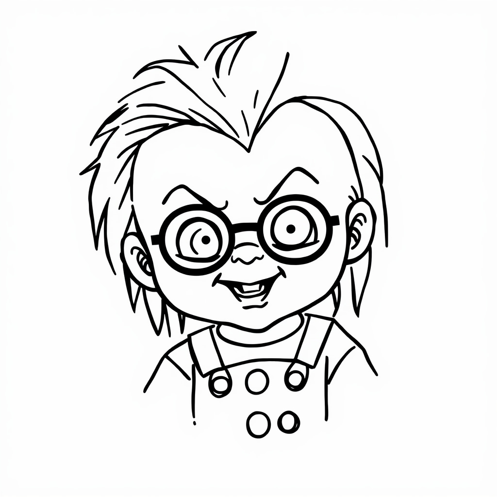 Chucky wearing a monocle