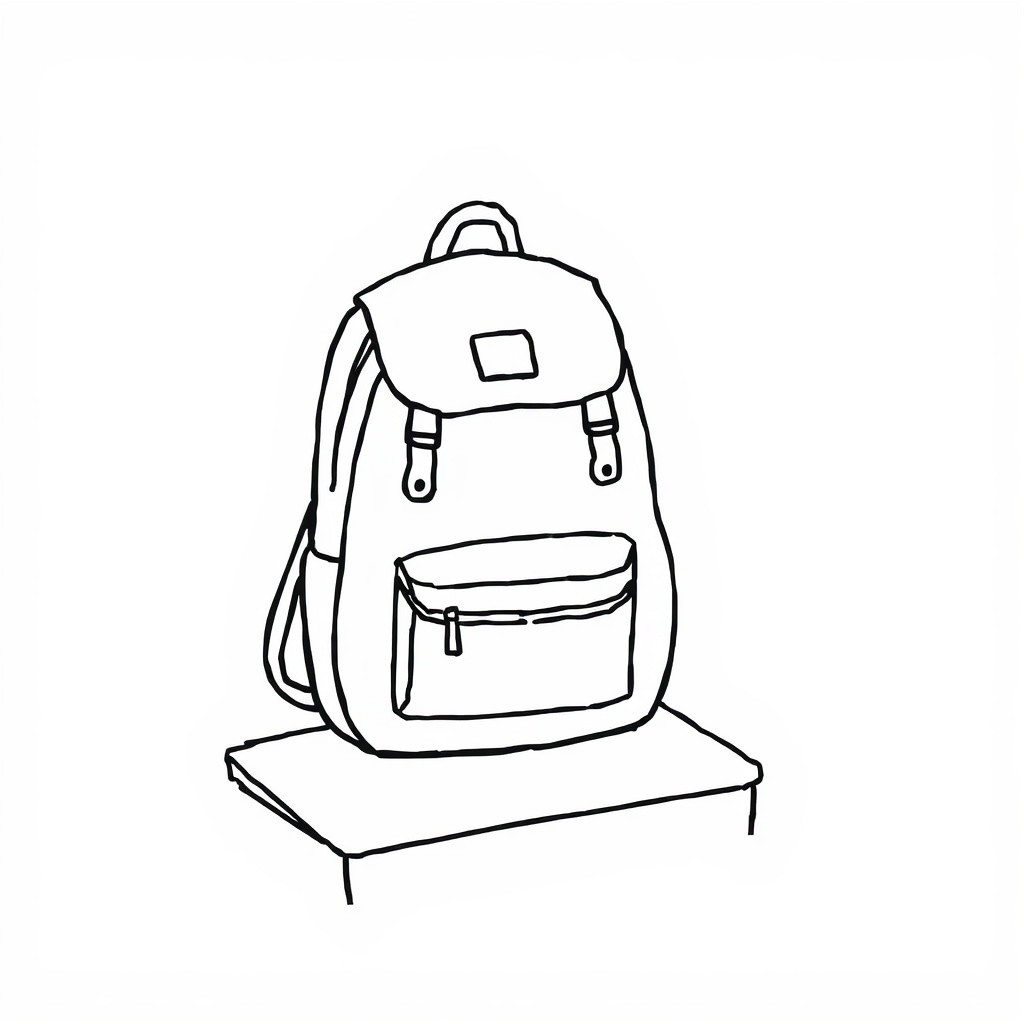 Trendy backpack on a school desk