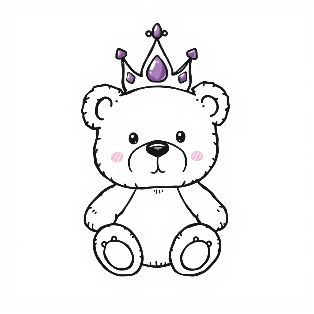 Amethyst crown on a teddy bear.