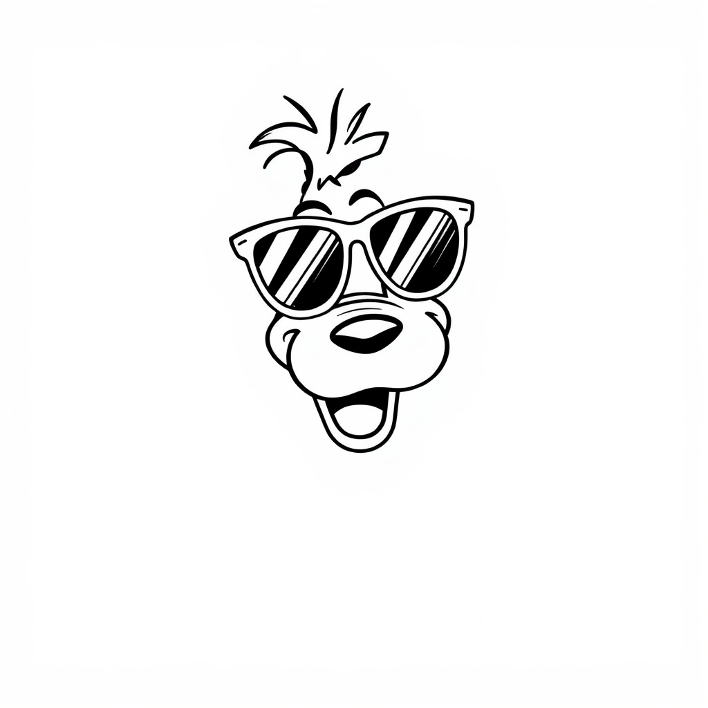 Goofy sporting flamingo sunglasses.