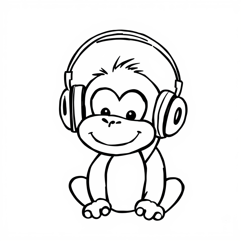 Monkey with headphones.