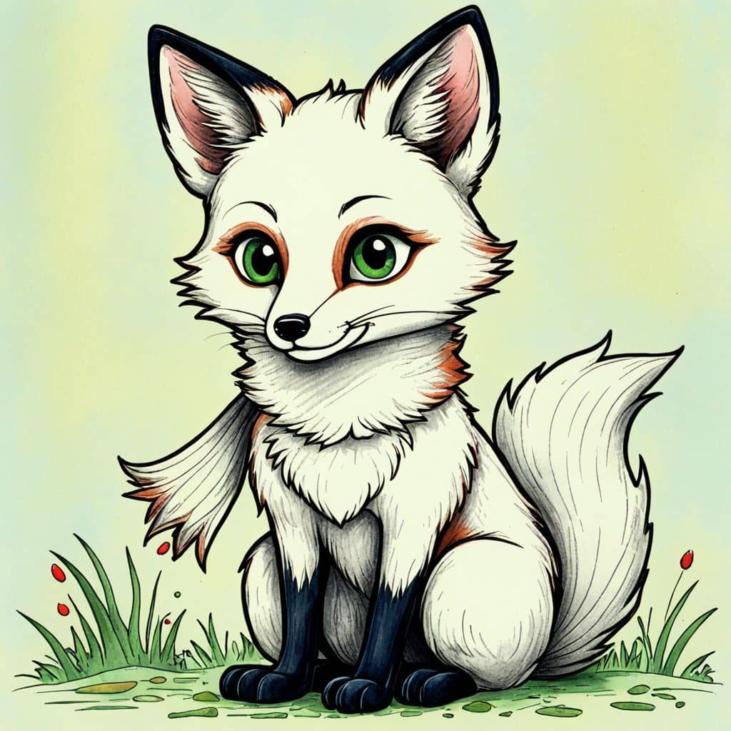 Colored Fox wearing a scarf