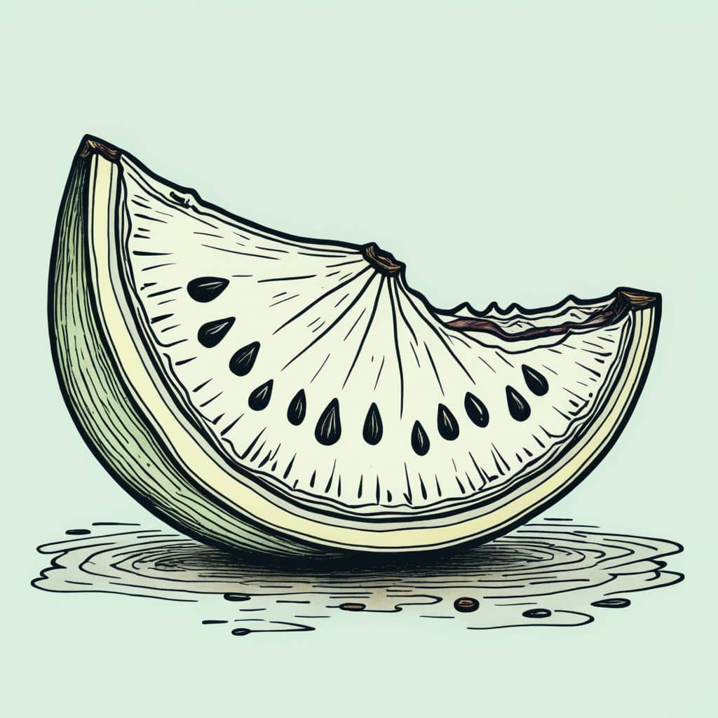 Colored Watermelon with a bite taken out.