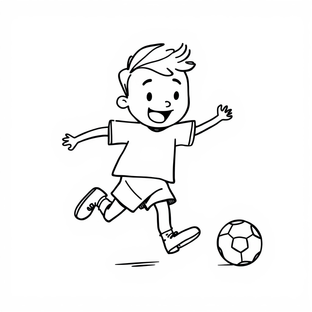 Happy Soccer Player Kicking Ball