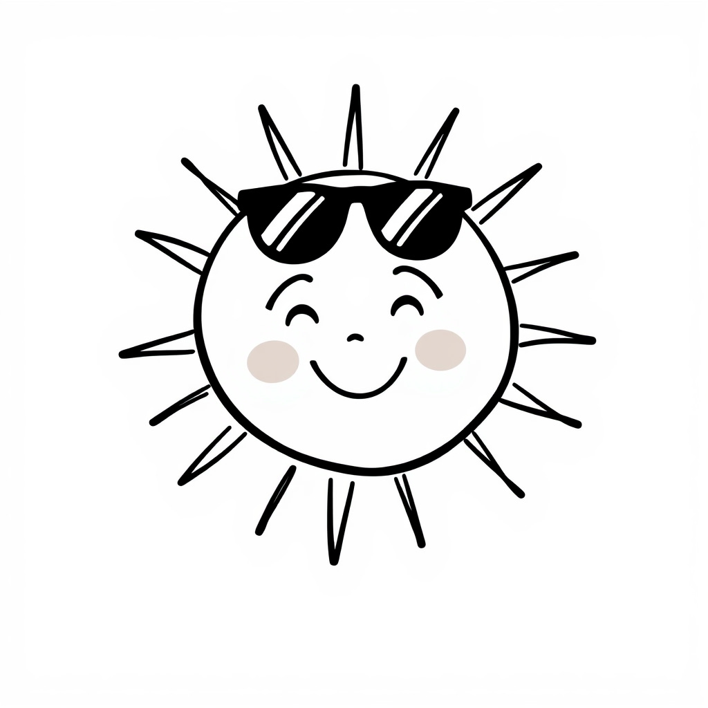 Smiling sun with sunglasses