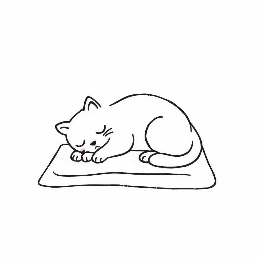 Cat sleeping on a mat