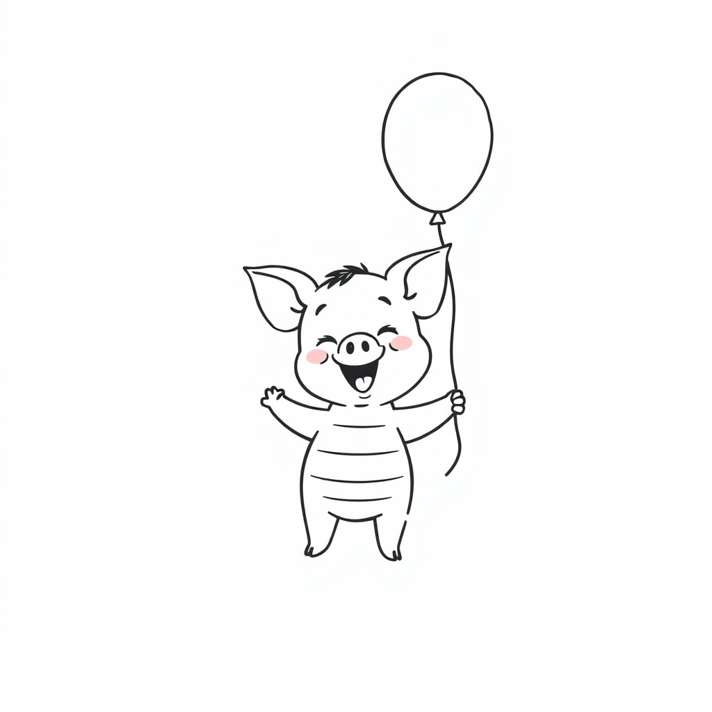 Piglet feeling joyful with a balloon