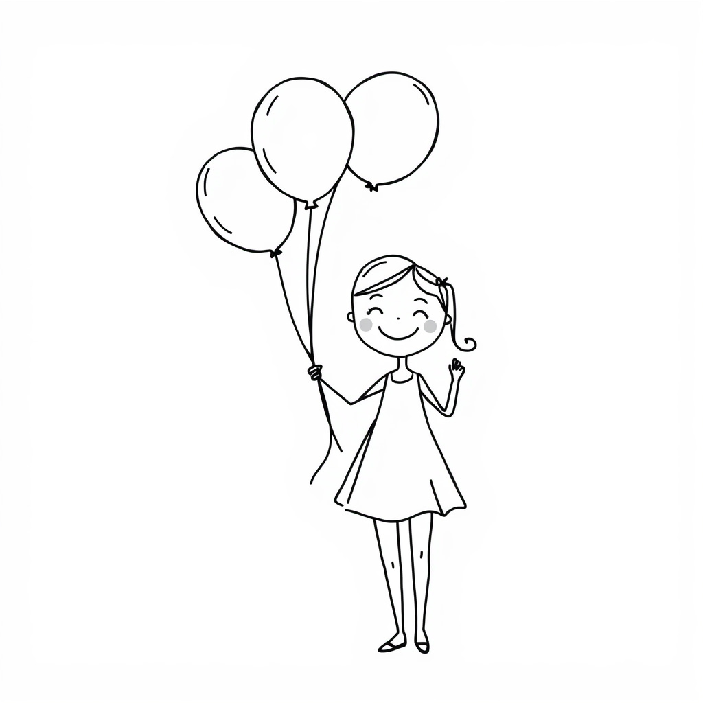 Happy woman holding a bunch of balloons