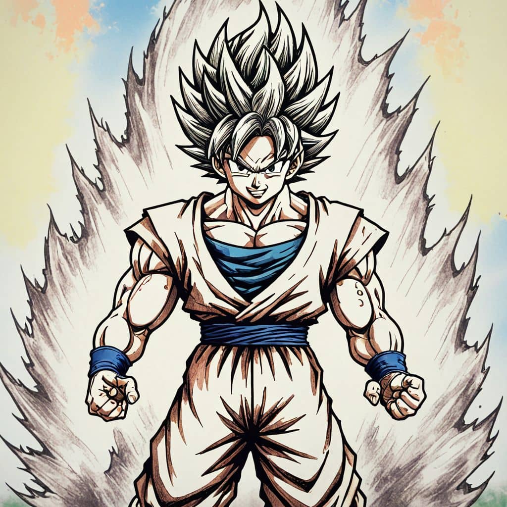 Colored Goku - from Dragon Ball Z turning into Super Saiyan with flames