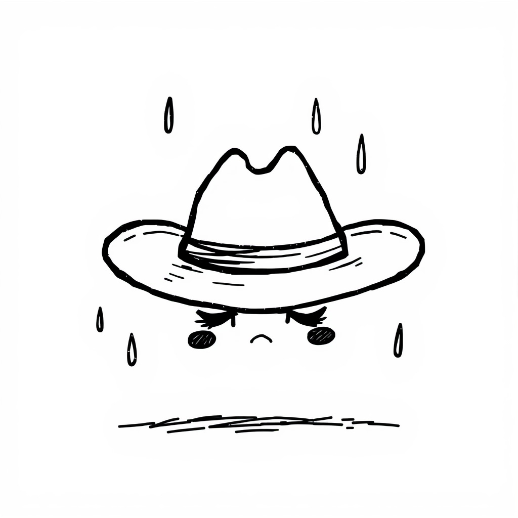 Sad cowboy hat in the rain