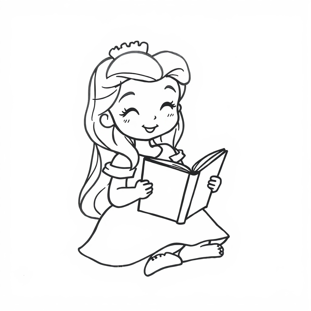 Belle reading happily