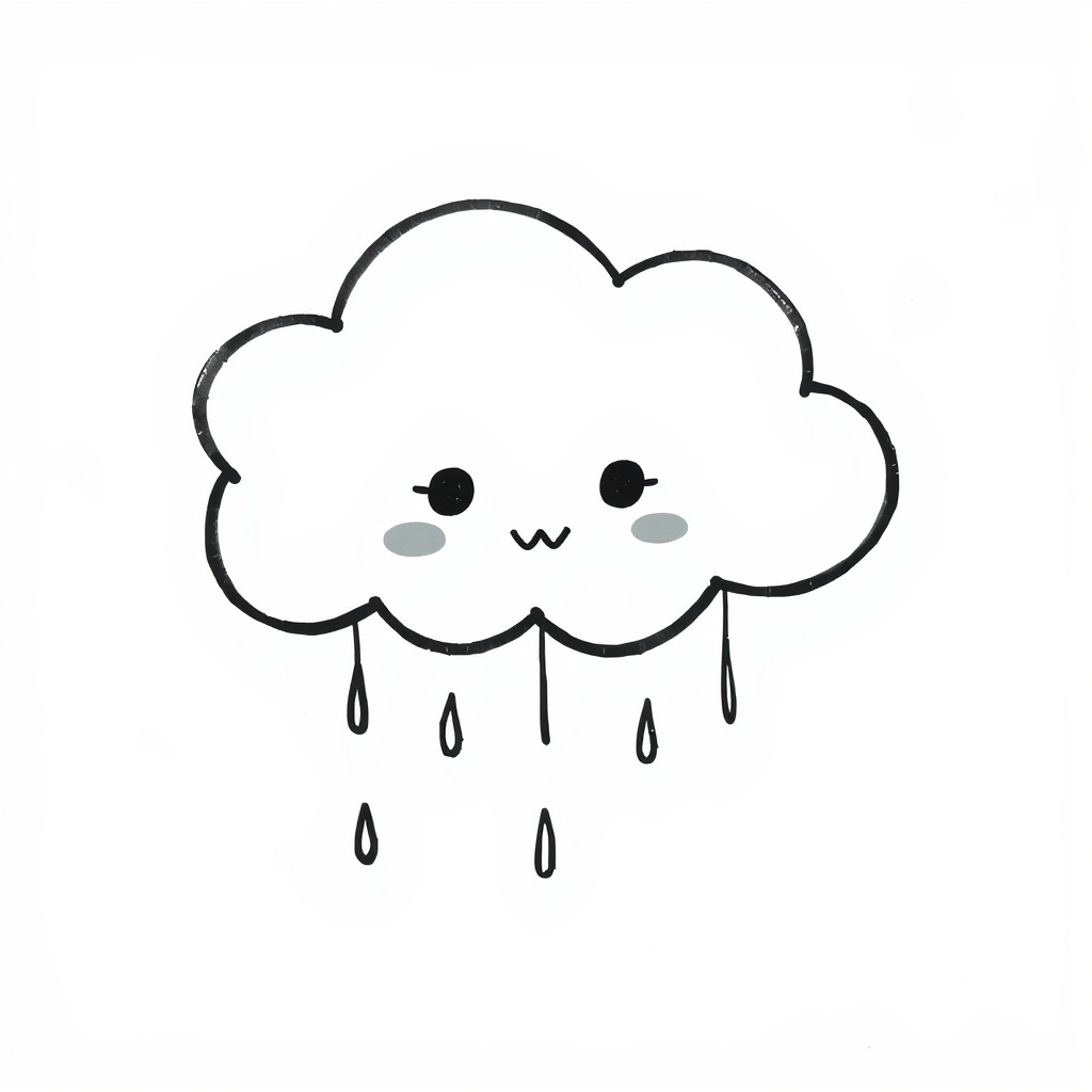 Sad cloud losing raindrops