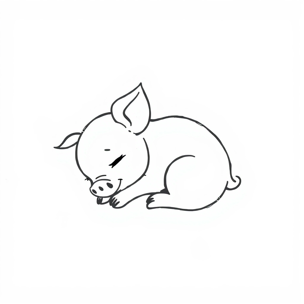 Piglet curled up and sleepy