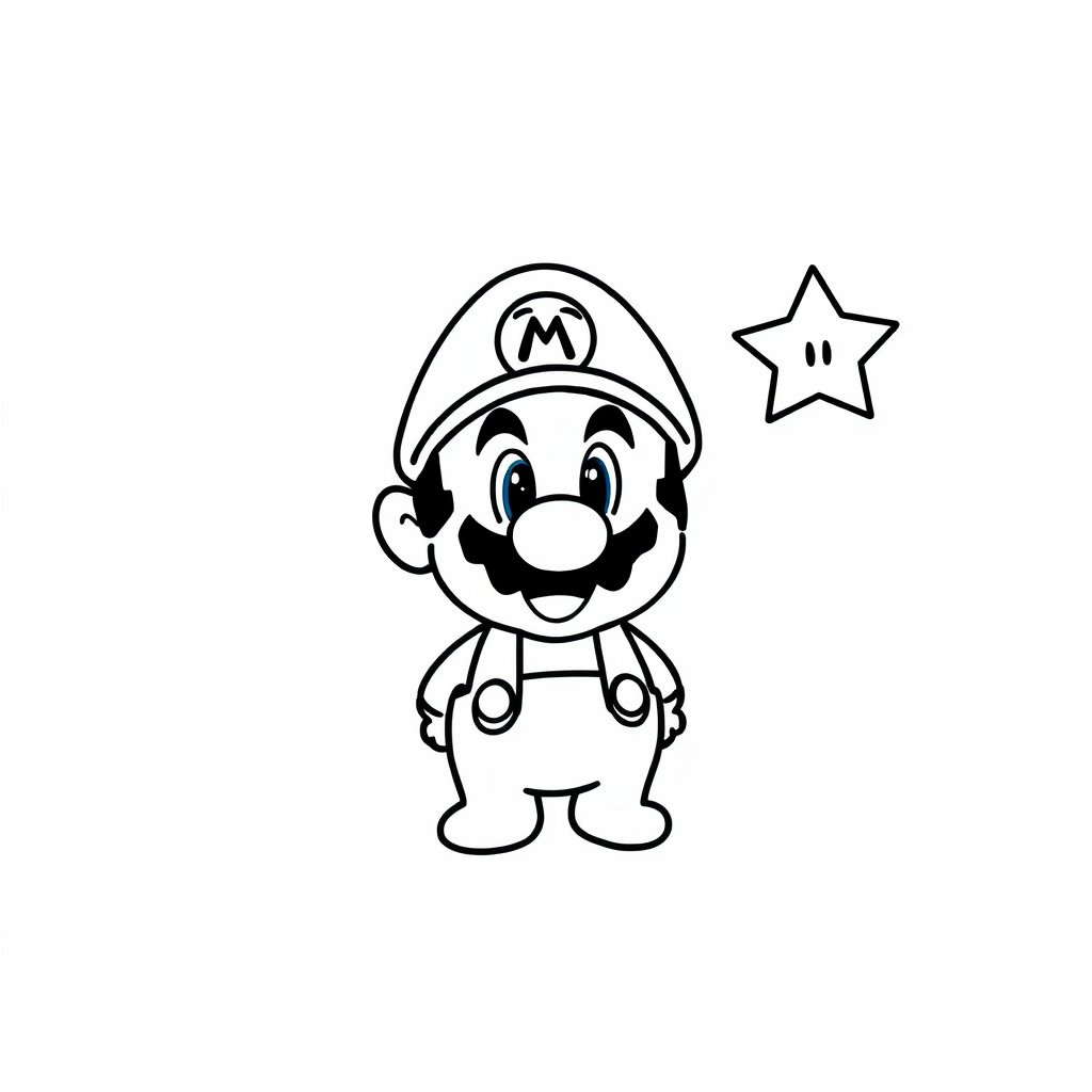 Mario happy with a Power Star