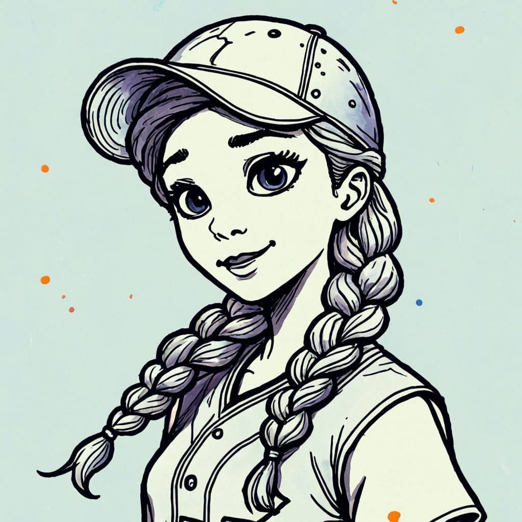 Colored Elsa - the princess from Frozen wearing a baseball cap and jersey.