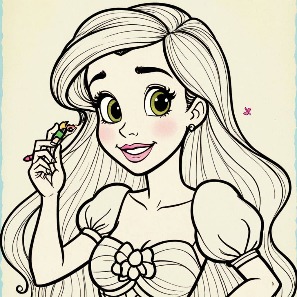 Colored Ariel - combing her hair