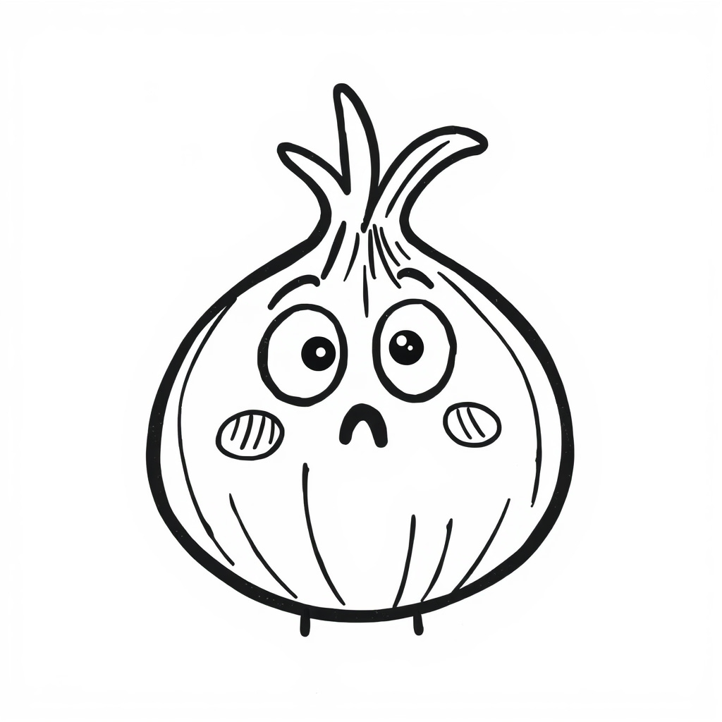 Onion surprised with wide eyes